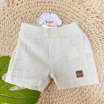 Verão 24/25 - Conj. Blusa Barquinho Gola Polo com Botões e Short em Linho - Salmão e Areia