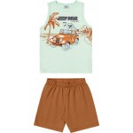 Verão 24/25 - Conj. Regata Jeep Rider e Short em Moletinho - Verde Água e Ferrugem