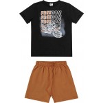 Verão 24/25 - Conj. Blusa Freedon com Motociclete e Short - Preto e Ferrugem