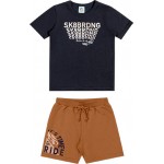 Verão 24/25 - Conj. Blusa SK8BRDNG e Short em Moletinho - Azul Marinho e Ferrugem