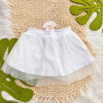 Verão 24/25 - Conj. Blusa Flor em Strass e Short Saia Tule - Branco