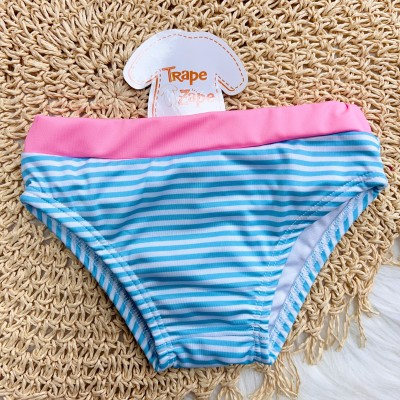 Verão 24/25 - Praia Biquíni Ice Cream e Calcinha Listrada com Proteção UV50+ - Rosa e Azul