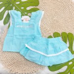 Verão 24/25 - Conj. Regata Squishy Cutie com Pompom e Short - Azul