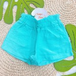 Verão 24/25 - Conj. Blusa em Tule Docinhos com Regata e Short - Branco e Verde