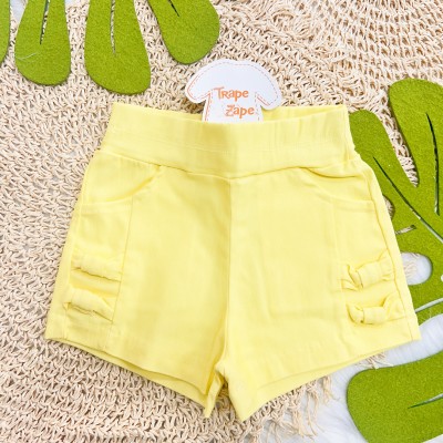  Verão 24/25 - Conj. Batinha Sunflower e Short em Sarja - Branco e Amarelo
