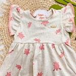  Verão 24/25 - Vestido em Linho Tartaruguinhas - Areia e Rose