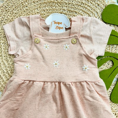  Verão 24/25 - Conj. Blusa Manga Curta e Salopete em Linho com Margaridas- Rose