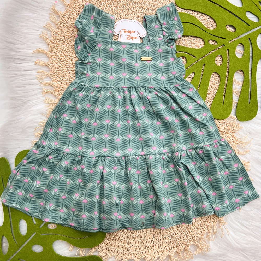 Verão 24/25 - Vestido Regata Florzinhas - Verde