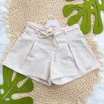 Verão 24/25 - Batinha Floral com Botões e Short - Verde e Areia