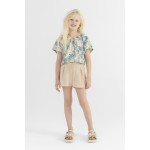 Verão 24/25 - Batinha Floral com Botões e Short - Verde e Areia