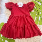 Natal 24 - Vestido em Tule com Pérolas - Vermelho