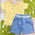 Verão 24/25 - Conj. Camiseta Savana e Bermuda - Amarelo e Azul