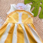 Verão 24/25 - Vestido Laranjinha com Strass - Off White e Amarelo