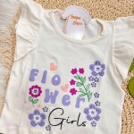  Verão 24/25 - Conj. Blusa Flower Girls e Short em Linho Listrado - Lilás