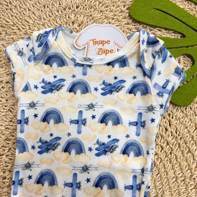  Verão 24/25 - Kit 2 Bodys - Aviação e Liso - Off White e Marinho