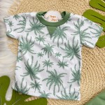 Verão 24/25 - Conj. Camiseta Coqueiros e Short em Moletinho - Verde