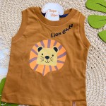  Verão 24/25 - Conj. Regata Lion Cute e Short Leãozinhos - Marrom