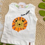 Verão 24/25 - Conj. Regata Lion Cute e Short Leãozinhos - Off White