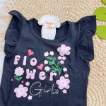 Verão 24/25 - Conj. Blusa Flower Girls e Short em Linho Listrado - Preto e Areia