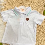  Verão 24/25 - Conj. Camiseta Gola Polo e Bermuda - Branco e Azul