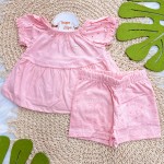  Verão 24/25 - Conj. Batinha e Short em Lese Borboletas - Rosa