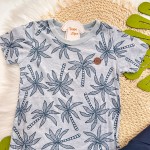 Verão 24/25 - Conj. Camiseta Coqueiros e Short em Moletinho - Azul Marinho