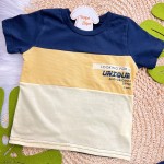 Verão 24/25 - Conj. Blusa Lookin For Unique e Short em Moletinho-Marinho e Amarelo