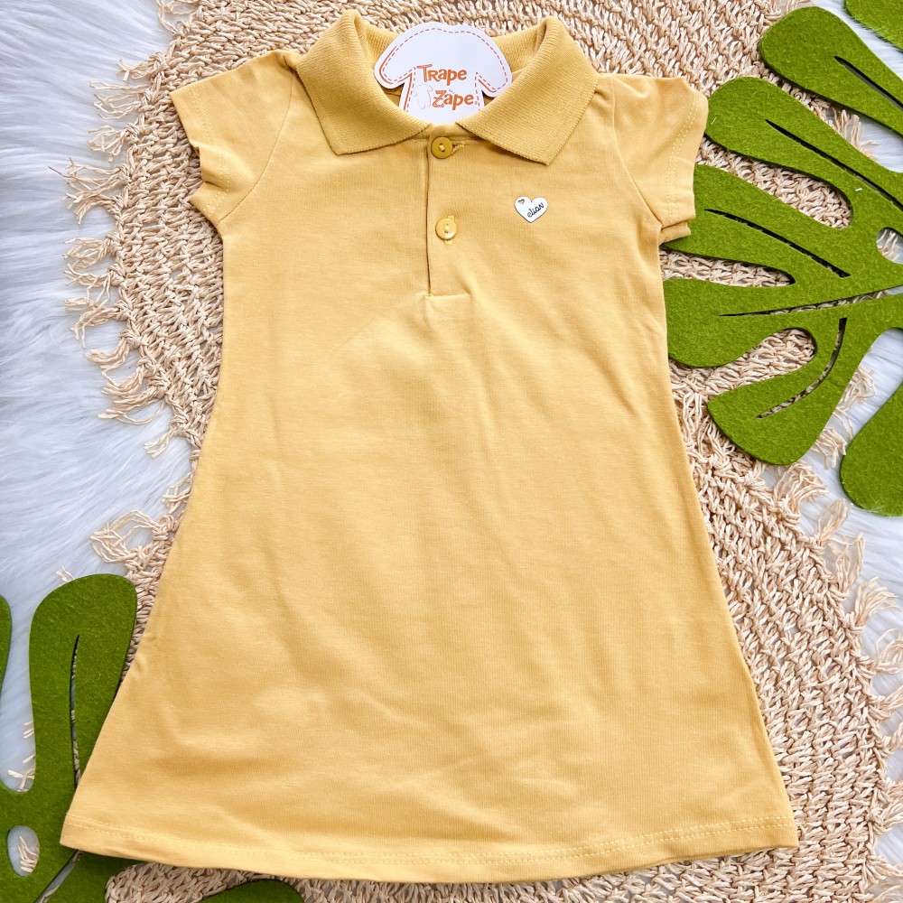 Verão 24/25 - Vestido com Gola Polo e Botões - Amarelo 