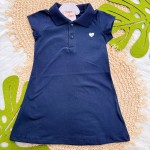 Verão 24/25 - Vestido com Gola Polo e Botões - Azul Marinho