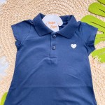 Verão 24/25 - Vestido com Gola Polo e Botões - Azul Marinho