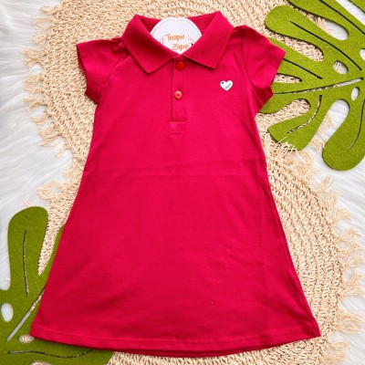  Verão 24/25 - Vestido com Gola Polo e Botões - Vermelho
