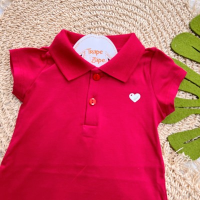  Verão 24/25 - Vestido com Gola Polo e Botões - Vermelho