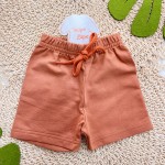 Verão 24/25 - Conj. Blusa Dinos Babys e Short em Moletinho - Bege e Ferrugem