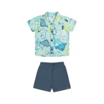  Verão 24/25 - Conj. Camisa Dinossauros e Short - Verde e Azul