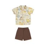  Verão 24/25 - Conj. Camisa Dinossauros e Short - Bege e Marrom