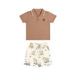  Verão 24/25 - Conj. Camiseta Gola Polo e Bermuda - Marrom e Areia