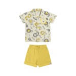 Verão 24/25 - Conj. Camisa Manga Curta Leãozinhos e Short - Amarelo e Bege