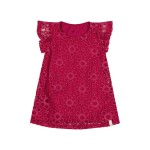  Verão 24/25 - Vestido Manga Curta com Tule Floral - Vermelho