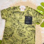 Verão 24/25 - Conj. Camiseta Dino Rex com Bolso e Short em Moletinho - Verde Musgo e Preto