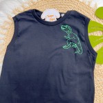 Verão 24/25 - Conj. Regata Dino Rex e Short em Moletinho Adventure - Preto e Verde Musgo