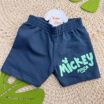 Verão 24/25 - Conj. Camiseta Mickey Mouse e Short em Moletinho - Off White e Verde