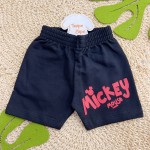 Verão 24/25 - Conj. Camiseta Mickey Mouse e Short em Moletinho - Off White e Preto