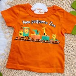 Verão 24/25 - Conj. Camiseta Meu Pequeno Zoo e Short - Laranja e Mescla