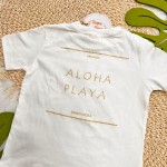 Verão 24/25 - Conj. Camiseta Aloha Playa e Short em Sarja - Off White e Caramelo