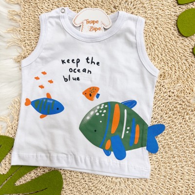 03/05 Verão 24/25 - Conjunto Keep the ocean blue - Branco e Azul