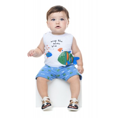 03/05 Verão 24/25 - Conjunto Keep the ocean blue - Branco e Azul