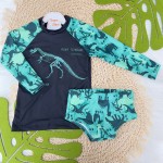 Verão 24/25 - Praia Blusa Roar Tchimbum Dino com Proteção UV50+ e Sunga - Preto e Verde