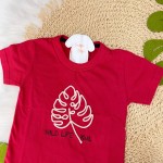 Verão 24/25 - Blusa Folha Wild Life e Short - Vermelho e Areia