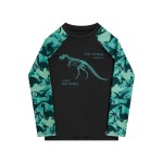 Verão 24/25 - Praia Blusa Roar Tchimbum Dino com Proteção UV50+ e Sunga - Preto e Verde