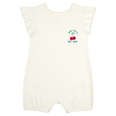  Macacão Curto Canelado Baby Fruits Cerejinha - Off White